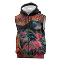 Hakea Flower And Fairy Wren Australia Sleeveless Zip Hoodie Aboriginal Art LT14