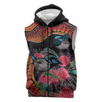Hakea Flower And Fairy Wren Australia Sleeveless Zip Hoodie Aboriginal Art LT14