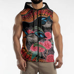 Hakea Flower And Fairy Wren Australia Sleeveless Zip Hoodie Aboriginal Art LT14