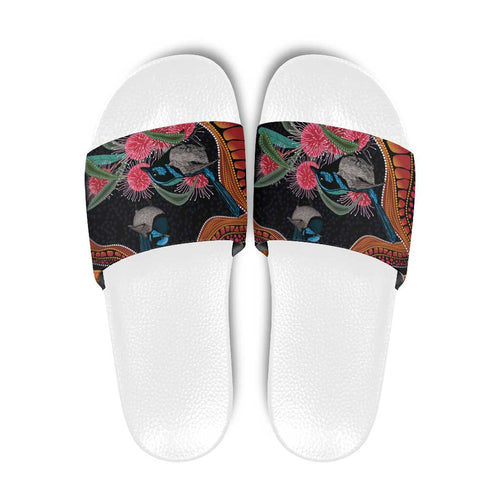 Hakea Flower And Fairy Wren Australia Slide Sandals Aboriginal Art - Aussie Hoodie