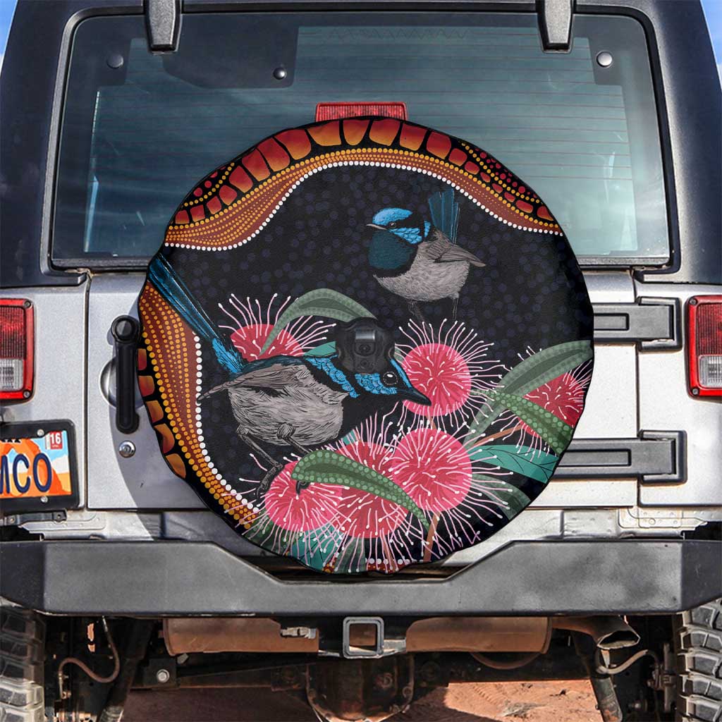 Hakea Flower And Fairy Wren Australia Spare Tire Cover Aboriginal Art