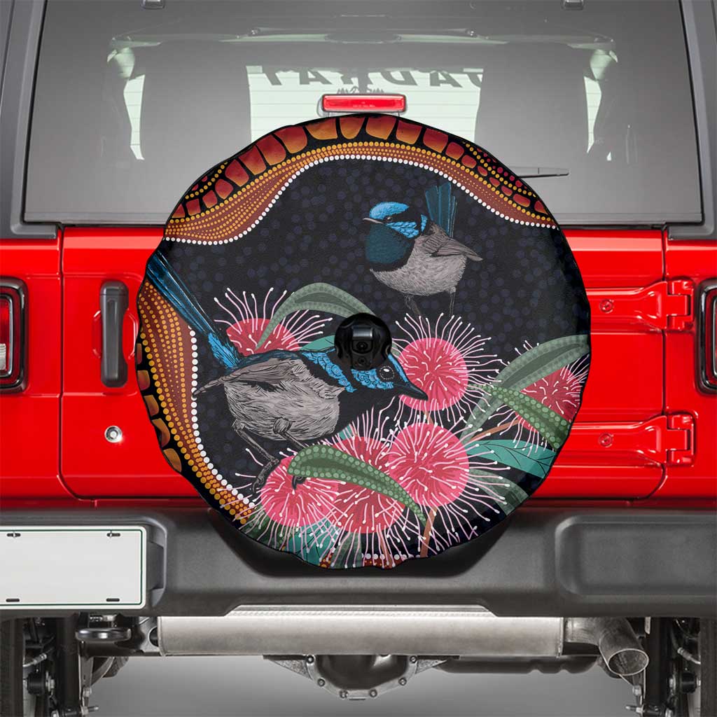 Hakea Flower And Fairy Wren Australia Spare Tire Cover Aboriginal Art