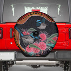 Hakea Flower And Fairy Wren Australia Spare Tire Cover Aboriginal Art