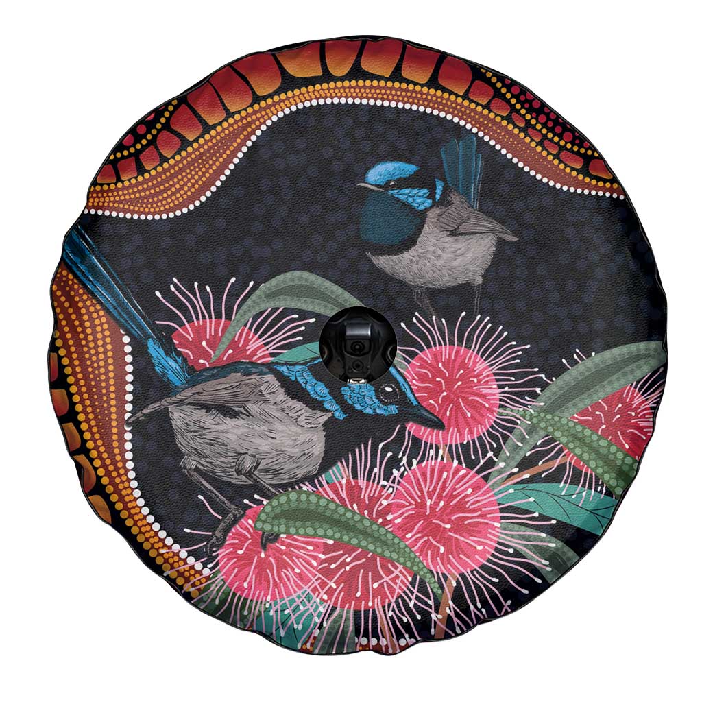 Hakea Flower And Fairy Wren Australia Spare Tire Cover Aboriginal Art
