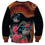 Hakea Flower And Fairy Wren Australia Sweatshirt Aboriginal Art