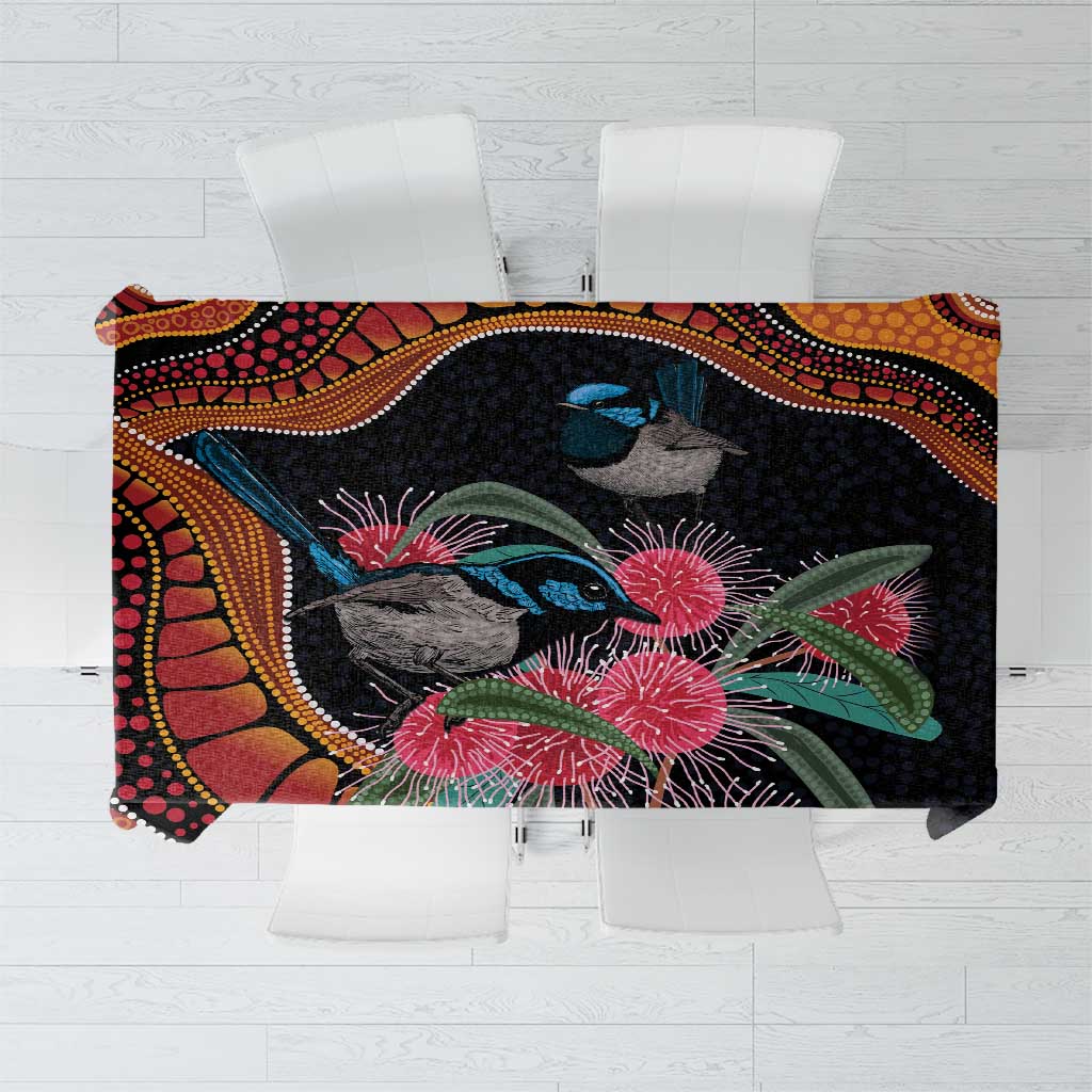 Hakea Flower And Fairy Wren Australia Tablecloth Aboriginal Art