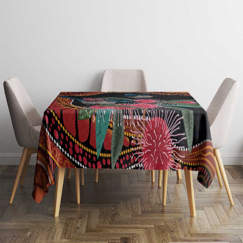 Hakea Flower And Fairy Wren Australia Tablecloth Aboriginal Art