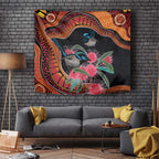 Hakea Flower And Fairy Wren Australia Tapestry Aboriginal Art