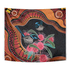 Hakea Flower And Fairy Wren Australia Tapestry Aboriginal Art