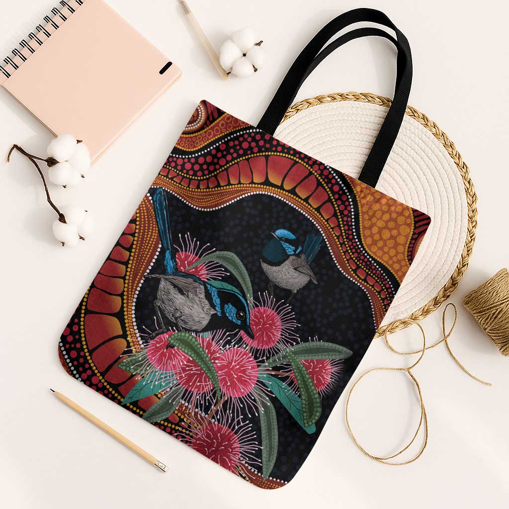 Hakea Flower And Fairy Wren Australia Tote Bag Aboriginal Art - Aussie Hoodie