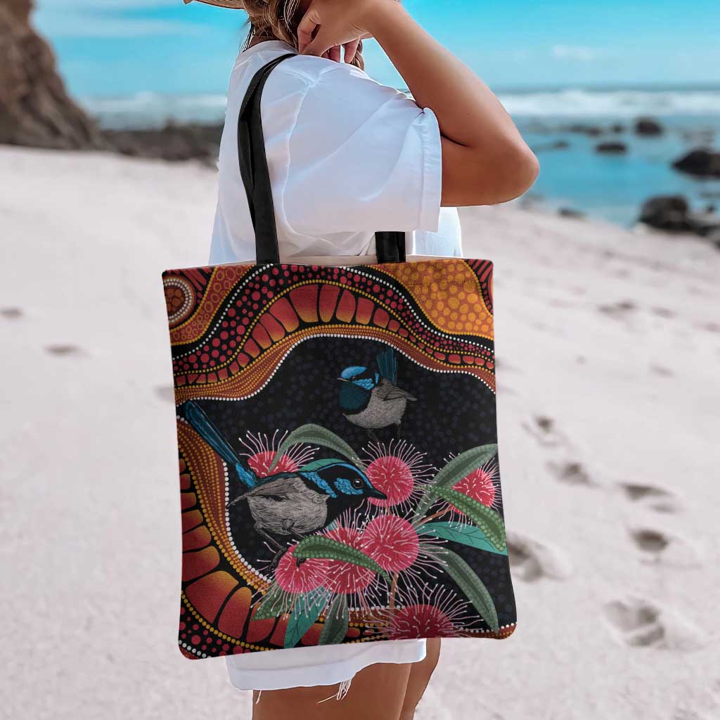 Hakea Flower And Fairy Wren Australia Tote Bag Aboriginal Art - Aussie Hoodie