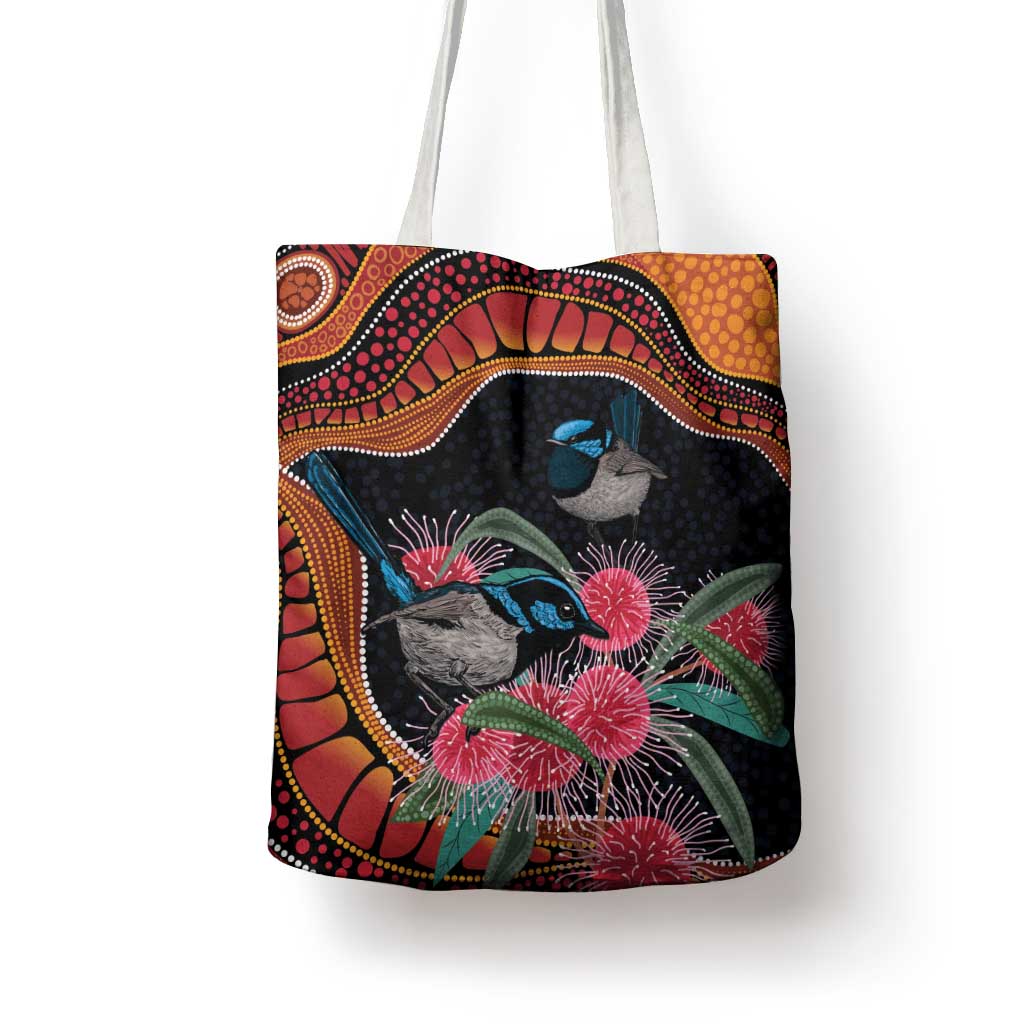 Hakea Flower And Fairy Wren Australia Tote Bag Aboriginal Art - Aussie Hoodie