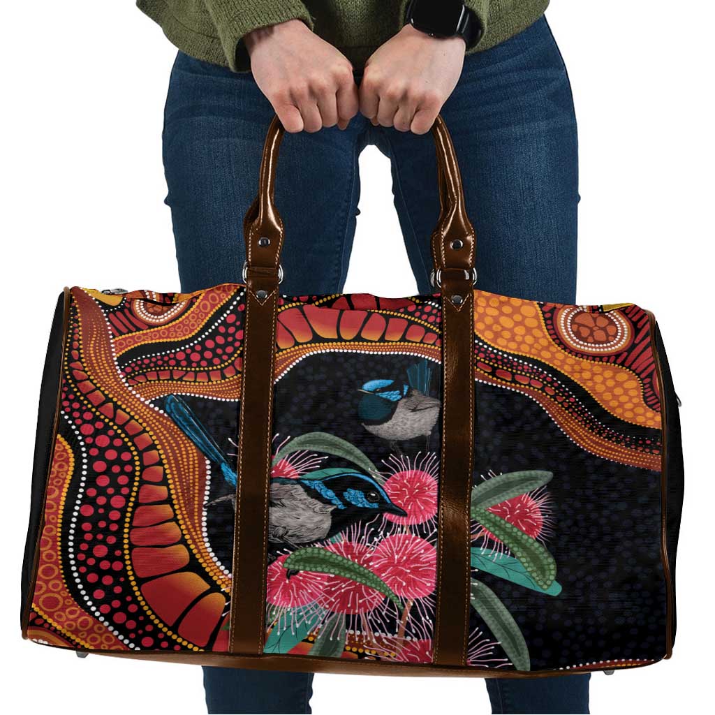 Hakea Flower And Fairy Wren Australia Travel Bag Aboriginal Art - Aussie Hoodie