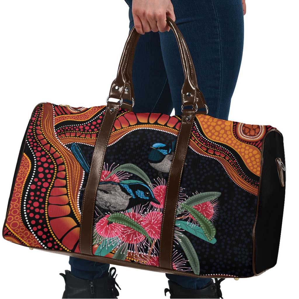 Hakea Flower And Fairy Wren Australia Travel Bag Aboriginal Art - Aussie Hoodie