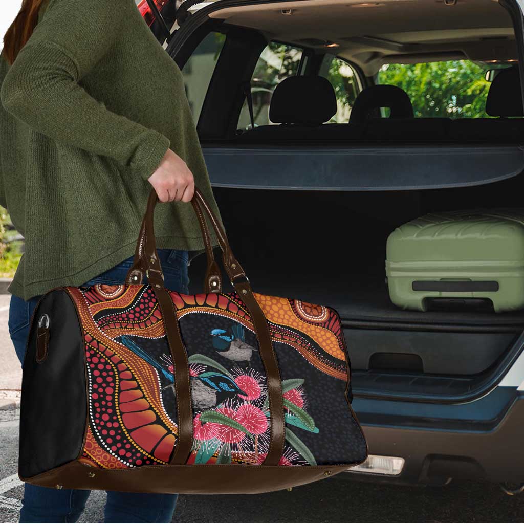 Hakea Flower And Fairy Wren Australia Travel Bag Aboriginal Art - Aussie Hoodie