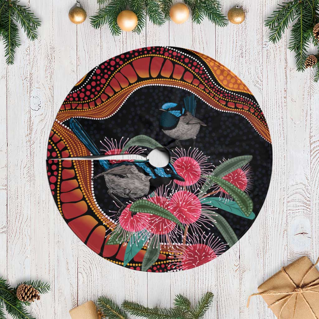 Hakea Flower And Fairy Wren Australia Tree Skirt Aboriginal Art
