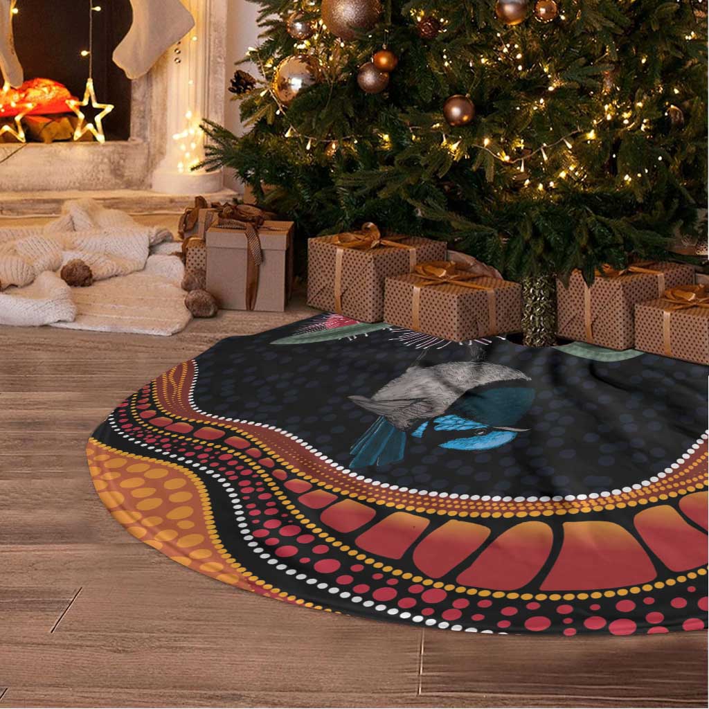 Hakea Flower And Fairy Wren Australia Tree Skirt Aboriginal Art