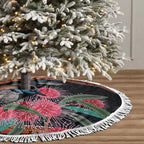 Hakea Flower And Fairy Wren Australia Tree Skirt Aboriginal Art