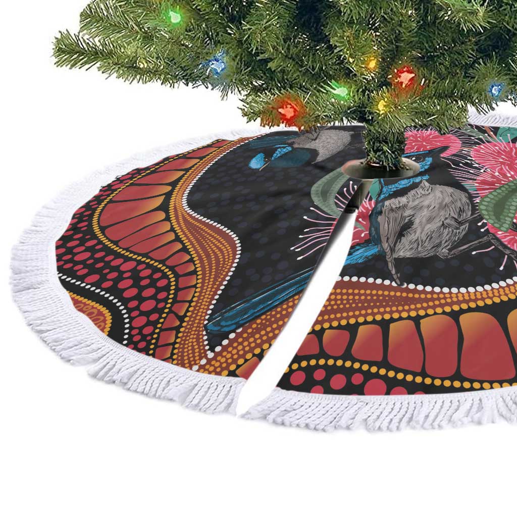Hakea Flower And Fairy Wren Australia Tree Skirt Aboriginal Art