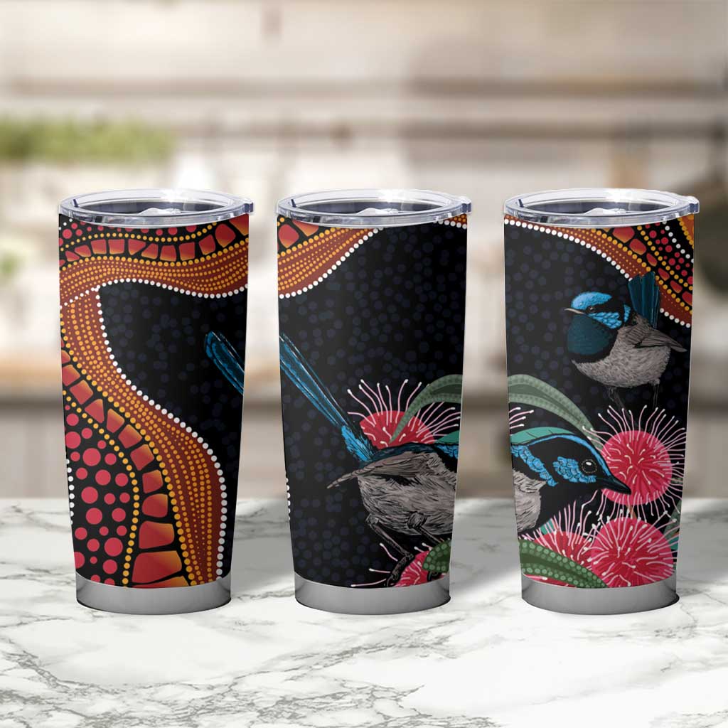 Hakea Flower And Fairy Wren Australia Tumbler Cup Aboriginal Art