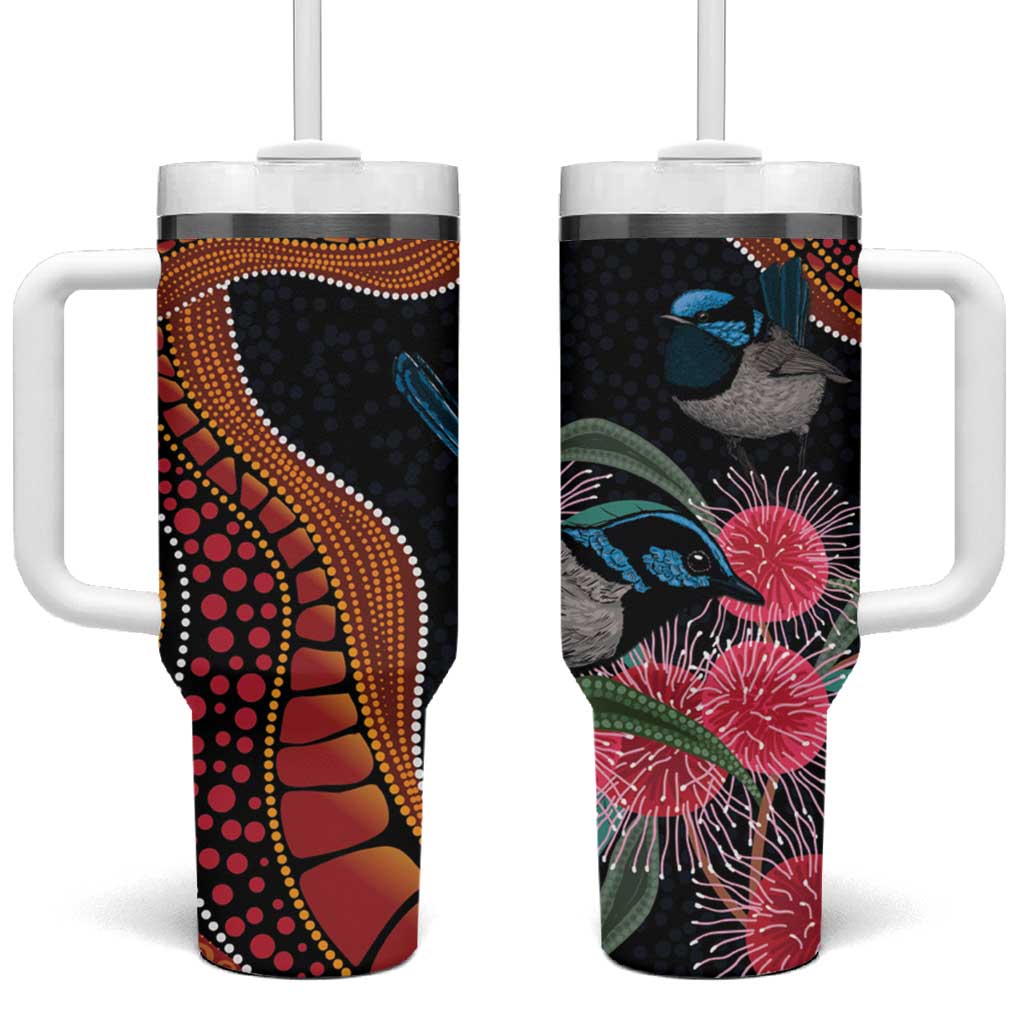 Hakea Flower And Fairy Wren Australia Tumbler With Handle Aboriginal Art