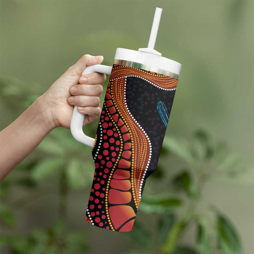 Hakea Flower And Fairy Wren Australia Tumbler With Handle Aboriginal Art