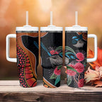 Hakea Flower And Fairy Wren Australia Tumbler With Handle Aboriginal Art