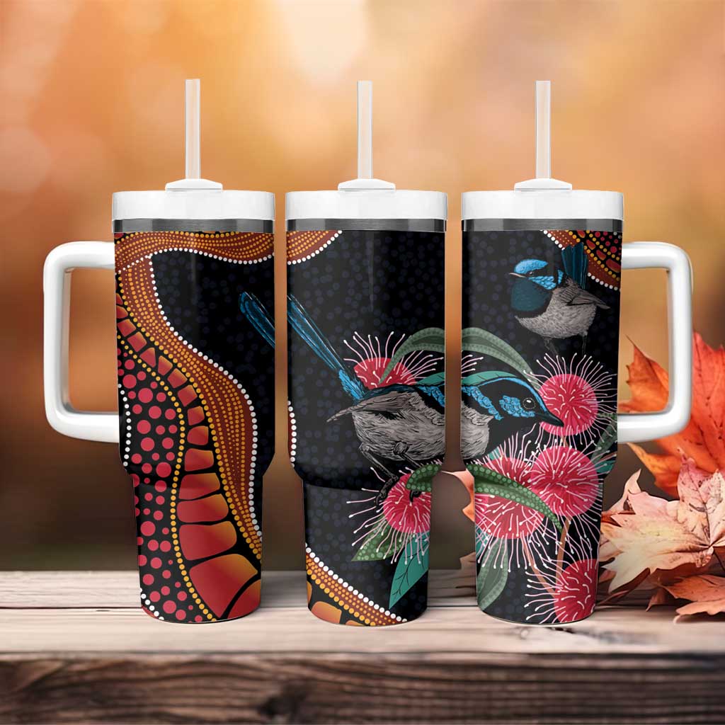 Hakea Flower And Fairy Wren Australia Tumbler With Handle Aboriginal Art