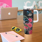 Hakea Flower And Fairy Wren Australia Tumbler With Handle Aboriginal Art