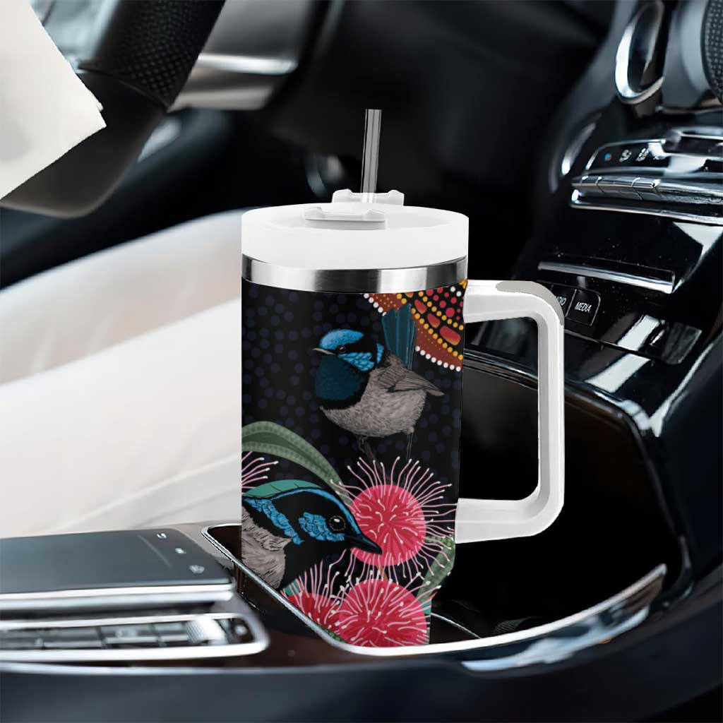Hakea Flower And Fairy Wren Australia Tumbler With Handle Aboriginal Art