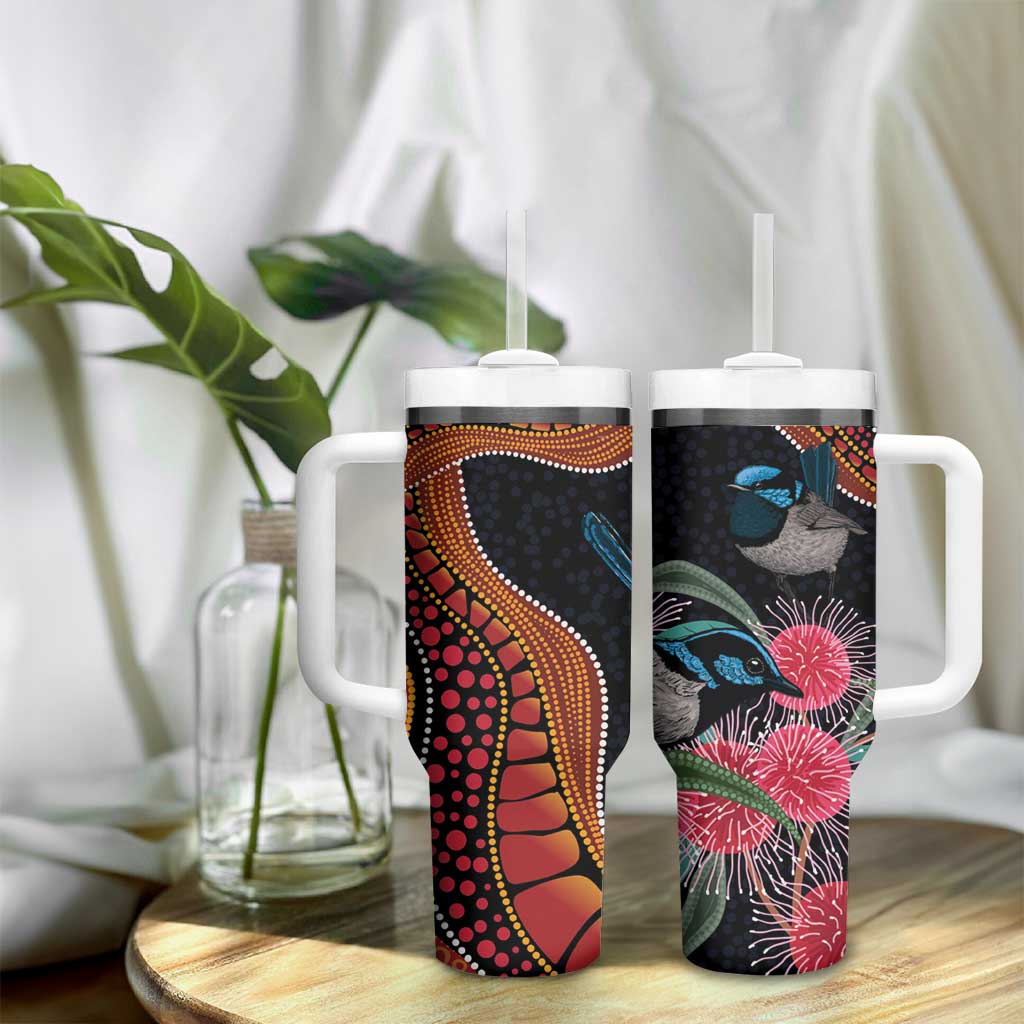 Hakea Flower And Fairy Wren Australia Tumbler With Handle Aboriginal Art