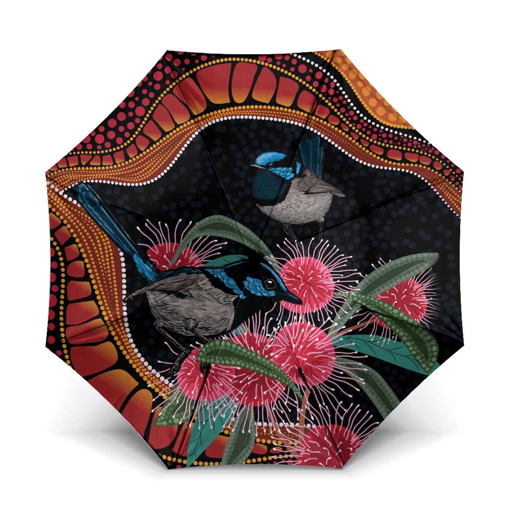 Hakea Flower And Fairy Wren Australia Umbrella Aboriginal Art - Aussie Hoodie