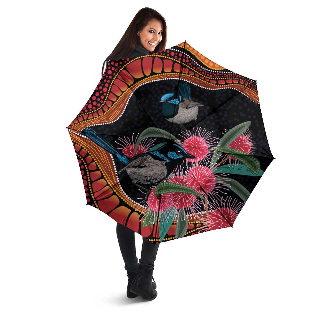 Hakea Flower And Fairy Wren Australia Umbrella Aboriginal Art - Aussie Hoodie