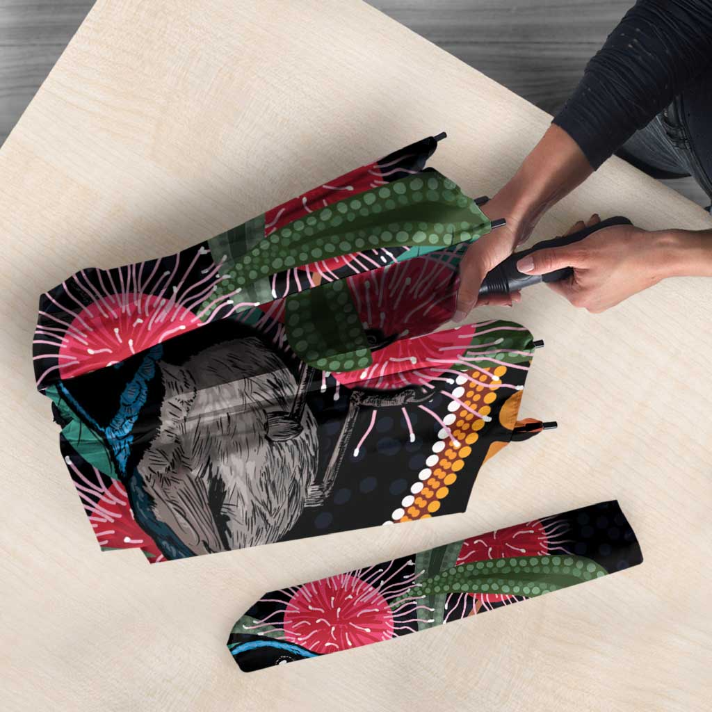 Hakea Flower And Fairy Wren Australia Umbrella Aboriginal Art - Aussie Hoodie
