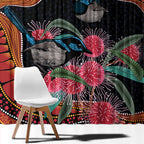 Hakea Flower And Fairy Wren Australia Window Curtain Aboriginal Art