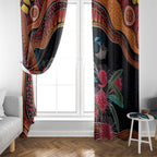 Hakea Flower And Fairy Wren Australia Window Curtain Aboriginal Art