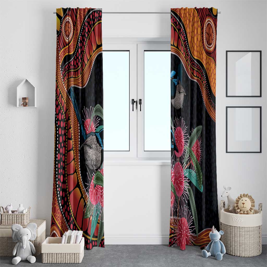 Hakea Flower And Fairy Wren Australia Window Curtain Aboriginal Art