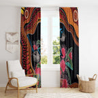 Hakea Flower And Fairy Wren Australia Window Curtain Aboriginal Art