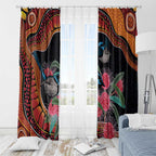Hakea Flower And Fairy Wren Australia Window Curtain Aboriginal Art