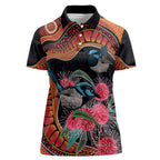 Hakea Flower And Fairy Wren Australia Women Polo Shirt Aboriginal Art