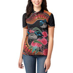 Hakea Flower And Fairy Wren Australia Women Polo Shirt Aboriginal Art