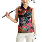 Hakea Flower And Fairy Wren Australia Women Sleeveless Polo Shirt Aboriginal Art