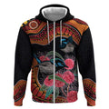 Hakea Flower And Fairy Wren Australia Zip Hoodie Aboriginal Art