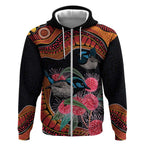 Hakea Flower And Fairy Wren Australia Zip Hoodie Aboriginal Art