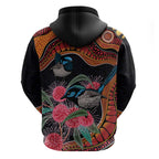 Hakea Flower And Fairy Wren Australia Zip Hoodie Aboriginal Art