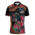 Hakea Flower And Fairy Wren Australia Zipper Polo Shirt Aboriginal Art - Aussie Hoodie
