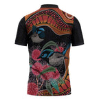 Hakea Flower And Fairy Wren Australia Zipper Polo Shirt Aboriginal Art - Aussie Hoodie