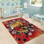 Sturt's Desert Pea And Emu Australia Area Rug Uluru Aboriginal Art