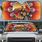 Sturt's Desert Pea And Emu Australia Auto Sun Shade Uluru Aboriginal Art - Aussie Hoodie