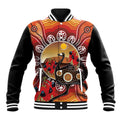 Sturt's Desert Pea And Emu Australia Baseball Jacket Uluru Aboriginal Art